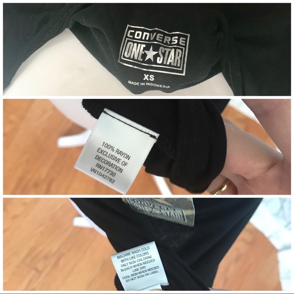 Converse all black ruffle button up string tie round neck short sleeve shirt top - Picture 8 of 8